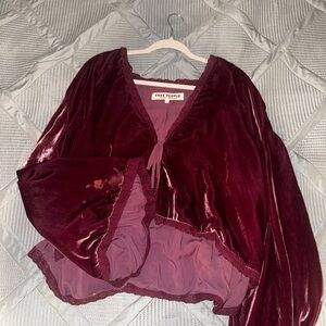 Free People Rich Velvet Kimono in Deep Red